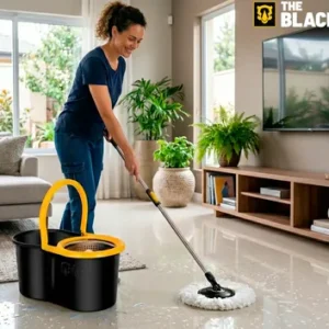 Mop Esfregão Giratório Balde Inox 8l Cabo 140cm C/ 2 Refis - Imagem 3