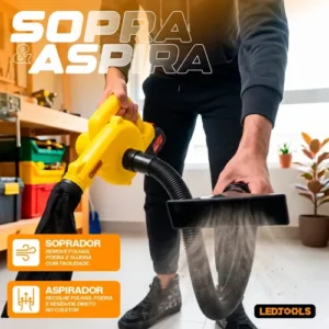Soprador De Folhas Sem Fio Bateria Elétrico Com Saco Coleto - Imagem 6