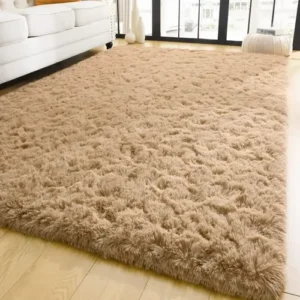 Tapete Felpudo para Sala e Quarto de 1,5m x 2m com Pelo Alto, Antiderrapante e na Cor Bege - Casa Laura Enxovais - Imagem 4