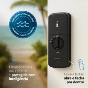 Fechadura Digital Inteligente Stark Sobrepor Wi-FI Biometria Preto Cod: 360535871 Neo Avant - Imagem 6