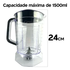 Copo Jarra compativel Liquidificador Oster Power 1400 Full Oliq610 preto - Imagem 3