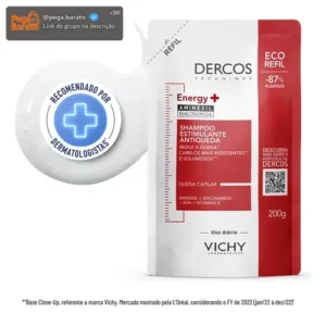 Shampoo Antiqueda Estimulante com Aminexil, Dercos Energy+ Vichy, 200g - Imagem 1