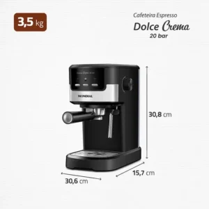Cafeteira Espresso Dolce Crema 20 Bar Mondial Preto/Inox 1200W C-21-E-CNP - Imagem 10