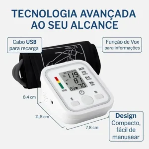 Aparelho Medidor de Pressão Arterial Aferidor Monitor Digital Uso Doméstico Automático Residencial Pressão De Braço Braçadeira Pulso Manguito Ajustável Memória Leitura Adultos Crianças Portátil - Imagem 9
