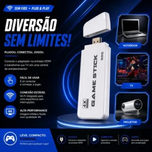 Conversor Video Game 4k Hdmi Adaptador Game Stick 2 Controle - Imagem 11