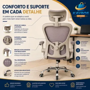 Cadeira De Escritório Presidente Office Giratória Ergonômica - Imagem 6