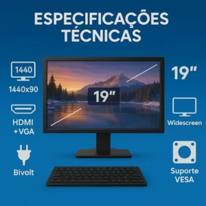 Pc Computador Completo Intel I5 8gb Ssd 240gb Monitor 19 - Imagem 4