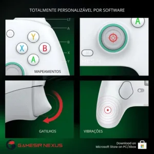 Controle GameSir G7 SE com Fio para Xbox One Series S X PC Hall Effect Botões Mecânicos Cor Branco - Imagem 5
