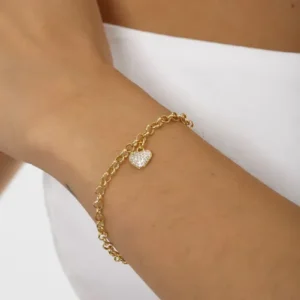 Pulseira Elos Portugues Com Pingente Coração - Imagem 4