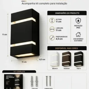 Kit 10 Luminária Arandela Parede Muro 2 Facho 2 Friso Bivolt - Imagem 8