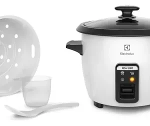 Panela Elétrica Electrolux vapor arroz capacidade 1,3L 7 xícaras manter aquecido panela removível antiaderente tampa vidro RCB50 branca por Rita Lobo​ - Imagem 5