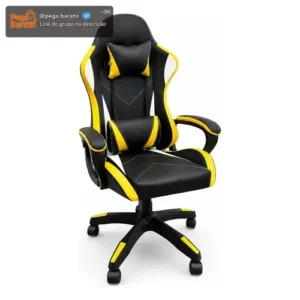 Cadeira De Escritório Gamer Python Fly Ergonômica Estofado Couro Sintético Reclinável Altura Ajustável Cor Amarelo - Imagem 1