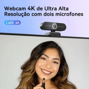 Webcam Emeet C60e 4k 30Fps Uhd 8mp Foco Automático 1080P 60fps Camera Para PC 2 microfon VideoConferencia Preto - Imagem 3