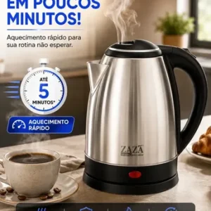 Chaleira Jarra Elétrica 1,8L Litros Em Inox Desligamento Automático Aquecimento Rápido Segura Café Chá Fácil Abertura Tampa Alça Ergométrica - Imagem 3