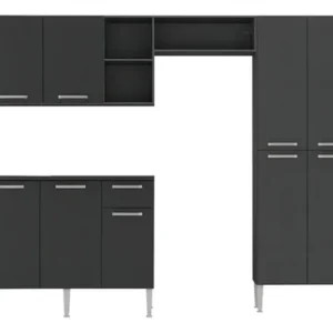 Armário de Cozinha Compacta Pequim UP Multimóveis com Balcão - Preto - Imagem 7