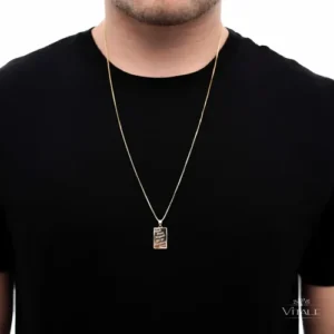 Cordão Fino Masculino 70cm + Pingente Plaquinha Banhado Ouro - Imagem 5