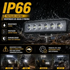 Kit 2 Farol De Milha Led Mini Barra 6 Leds 18w 12v - Imagem 10