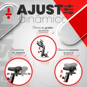 Bicicleta Ergométrica Spinning Sagatini para Academia em Casa Bike Indoor Estrutura de Aço Reforçada Roda de Inércia Monitor Digital e Ajustes de Treino - Imagem 7