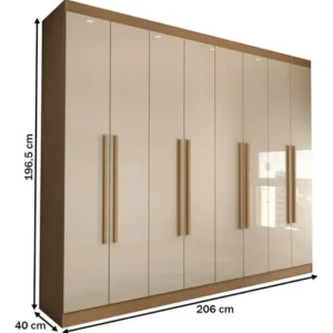 Guarda-roupa Casal Ela E Ele 8 Portas 8 Prateleiras Cor Bege - Imagem 2