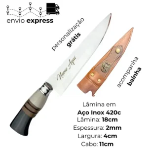 Faca Artesanal Churrasco Personalizada Com Nome E Logo 7 - Imagem 4