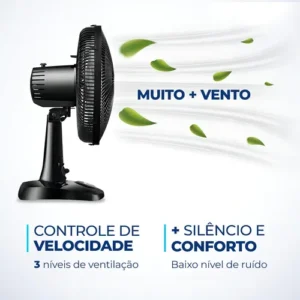 Ventilador De Mesa ou Parede Ultra Mondial 50w V-30-6p-b Material Das Pás Plástico Quantidade De Pás 6 Cor Preto - Imagem 6