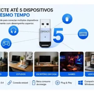 Adaptador Bluetooth 5.4 Usb Para Pc Notebook Fone Caixa Som - Imagem 6