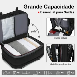 Mochila Viagem Executiva Grande Notebook Feminina Masculina - Imagem 9