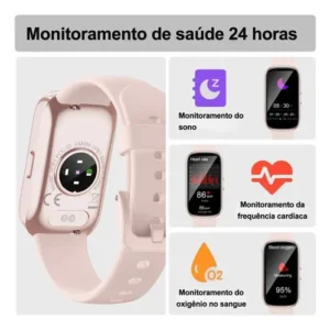 Relógio Academia Rosa Relógio Para Academia Rosa Smartwatch Esportivo, Resistente À Água, Monitoramento Cardíaco E Sono, Bateria Duradoura Para Treinos E Rotina Diária - Imagem 3