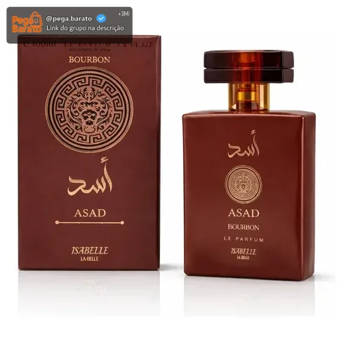 Perfume Arábe Asad Bourbon 100ml - Marca Isabelle La Belle | Fixação Intensa, Notas Amadeiradas Marcantes E Elegância Masculina