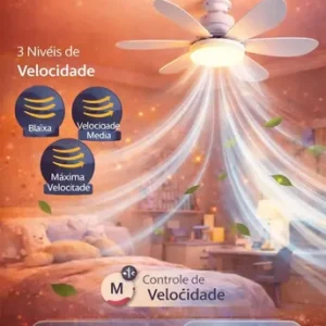 Ventilador de Teto 60W Silencioso Lâmpada Forte com LED, Controle e 6 Pás Soquete E27 Para Residencial Comercial Interno Externo Quarto Sala Cozinha Escritório Gourmet Apartamento Casa - Commlite - Imagem 3
