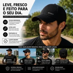 Kit 2 Boné Esportivo Confortável Secagem Rápida Dry Fit - Imagem 4