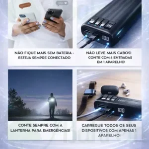 Carregador Portátil Power Bank 20.000mAh com Carregamento Turbo para Celular Bahrein - Imagem 6