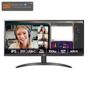 Monitor LG UltraWide - Tela IPS de 29", 21:9, HDR10, sRGB 99%, 100Hz, Preto- 29WQ500B - Imagem 1