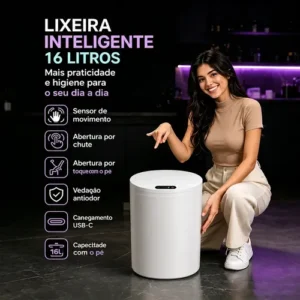 Lixeira Automática Sensor Recarregável Escritório usb 16 L - Imagem 10