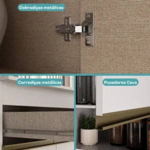 Armário De Cozinha Completa Modulada 270cm Com Armário E Balcão Atlanta Total Carraro Branca - Imagem 10