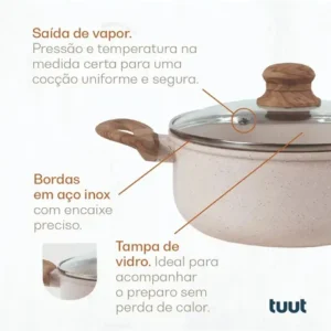 Jogo De Panelas Cerâmico Triplo Indução Tuut Ecoglid 5 Peças Cor Baunilha - Imagem 4