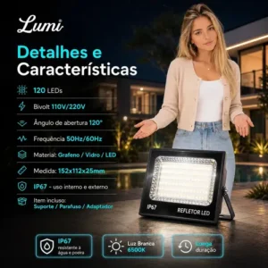 Refletor Super Led 400w Holofote Bivolt Ip67 Cor Da Luz Branco Frio Rfe:6713 Max Lumi - Imagem 5