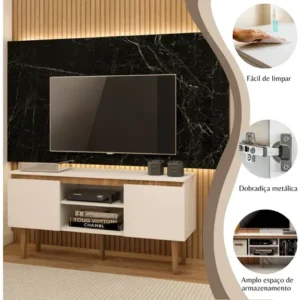 Rack Branco Para Sala - Estante Moderna E Compacta Branco - Imagem 6
