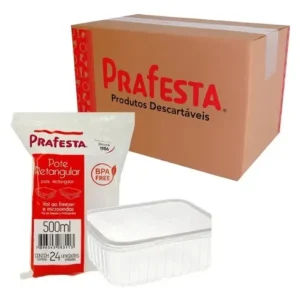 144un Pote Descartável 500ml Freezer Microondas Marmita Cristal - Imagem 7
