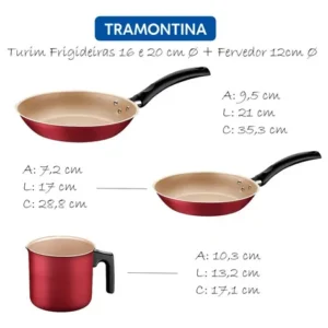 Jogo de Panelas Tramontina Turim 7 Peças em Alumínio com Revestimento Antiaderente Vermelho - Imagem 5