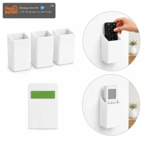 Kit 3x Suporte Porta Controle Universal Parede Cor Branco - Imagem 1
