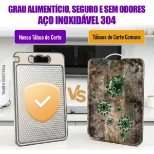 Tábua De Corte Cozinha Dupla Face Inox E Pp Antibacteriana - Imagem 5