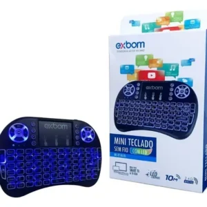 Mini Controle Led Teclado Sem Fio Smart Tv Box Netflix Cor Do Teclado Preto Exbom Bk-bti8 - Imagem 12