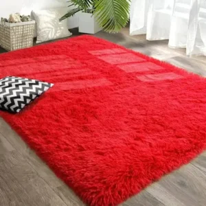 Tapete 2.00x1.50 Casa Laura Enxovais Shaggy Felpudo Para Quarto Sala Luxo Vermelho - Imagem 4