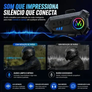 Kit 2 Intercomunicador Moto V6 Bluetooth Para Capacete - Imagem 9