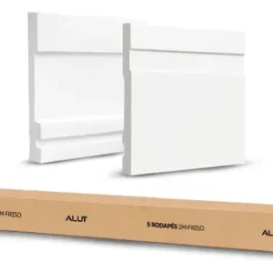 Kit 5 Barras 2m Rodapé Poliestireno Frisado 10cm Altura Alut - Imagem 4