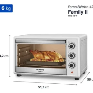 Forno Elétrico 42l Family Ii, Mondial 1600W 220V FRN-42-W - Imagem 8