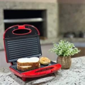 Sanduicheira Grill Elétrica Antiaderente 750w Potente Cor Vermelho - Imagem 3