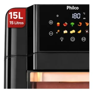 Philco PAF15C Fritadeira Air Fryer Oven 15 Litros Revestimento Redstone Porta Removível Luz Interna 10 Funções Preta - Imagem 2