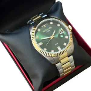 Relógio Technos Masculino Riviera Social Analógico Aço Cor da correia Misto Cor do bisel Dourado Cor do fundo Verde - Imagem 11